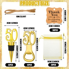 Tioncy Tioncy 24 Pack 50th Birthday Party Favors for Guests 50th Birthday Wine Stopper Bottle Openers With Tags and Mesh Bags for Wedding Anniversaries Souvenirs Favors Gifts Decorations