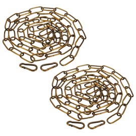 PATIKIL 6ft Gold Bronze Surface Lighting Hanging Chain Set of 2 Metal Loop Chain for Hanging Plant Pendant Chandelier Light