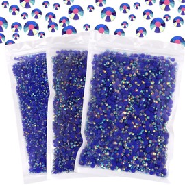 Duflash 25000 Pcs Dark Blue AB Resin Flatback Rhinestone, 3 mm 4 mm 5 mm Jelly Resin Non Hotfix Rhinestones for Crafts DIY Design, Tumblers, Clothes, Makeup, Nail Art
