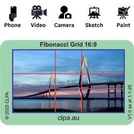 CLPA Fibonacci Viewfinder Set: Fibonacci Matrix, Grid, Spiral, and Diagonals for Art, Photography, & Video