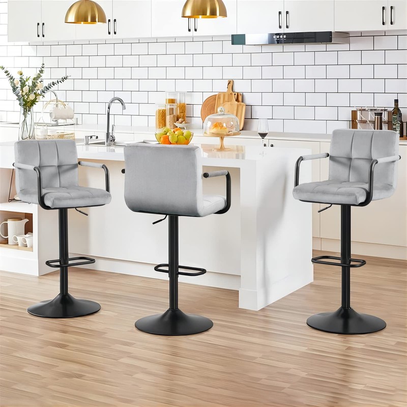 Furnimart Adjustable Bar Stool Swivel Barstools Set of 2 Counter