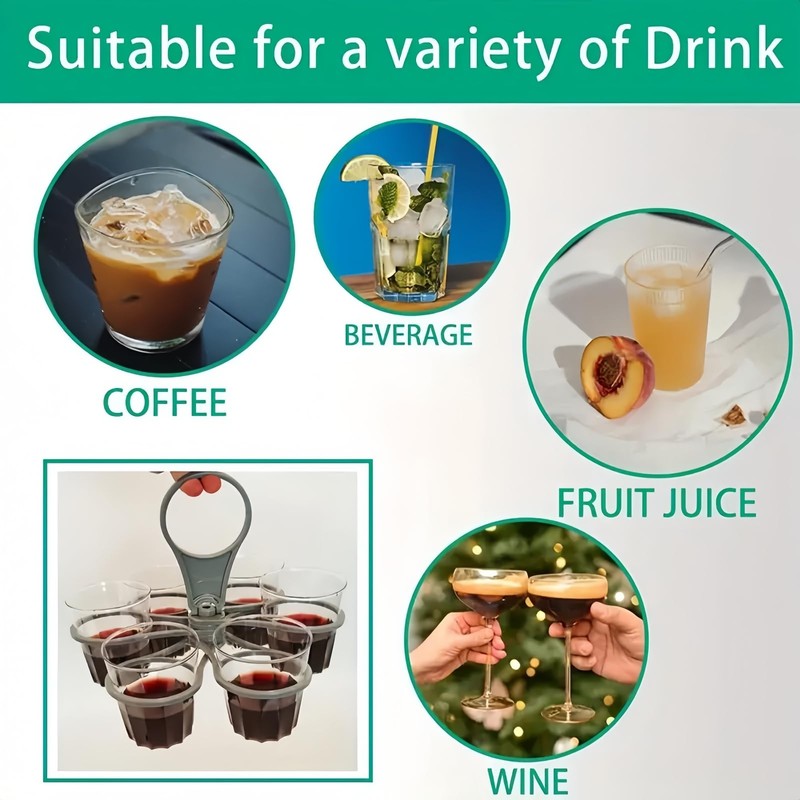 Super Carry 6-Cup Beverage Carrier,Drinks Tray Holiday,Foldable 6-Cup Coffee Carriers,Portable