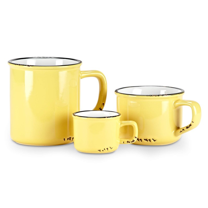 Abbott Collection Enamel Look Stoneware Cappucino Cup, Yellow