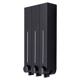 BALMYSPACE Shampoo Dispenser for Shower Wall Black, Wall-Mounted Shower soap Dispenser Trio 3-Chamber, Refillable Shampoo Conditioner Pump Dispenser for Home and Hotel Bathroom