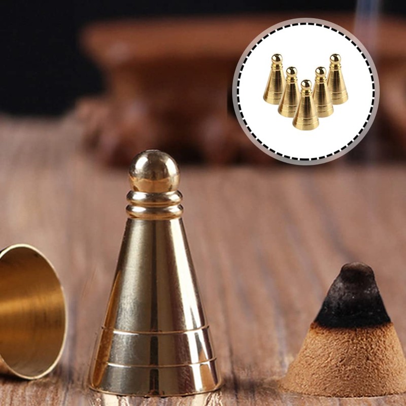 Brass Incense Cone Mold Kit - 5Pcs Golden Cone Incense