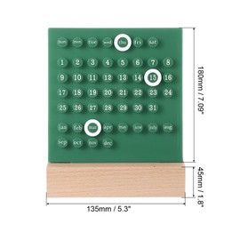 PATIKIL Wood Perpetual Calendar, Desktop Acrylic Calendar Stand Wooden Month Week Date Display for Desk Shop Office Home Decoration, Green