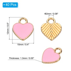 PATIKIL 12x10mm Enamel Charm, 40Pcs Alloy Heart Charm Pendant for Jewelry Making Necklace Bracelets DIY Accessories, Pink