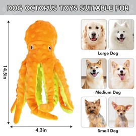 Chngeary 2 Pack Octopus Dog Toys for Large Dogs, Stuffed and Tough Dog Toys for Aggressive Chewers, Interactive Dog Toys/Dog Plush Toys/Squeaky Dog Toys(Blue+Yellow)
