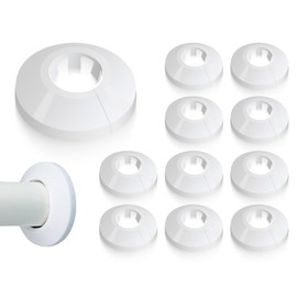 Lhbwhiz Pack of 10 Heating Pipe Rosette, Plastic Heating Pipe Cover, Heating Pipe Cover, Heating Pipe Cover Rosettes, Radiator Pipe Cover, for Pipes with 16 mm Diameter (White)