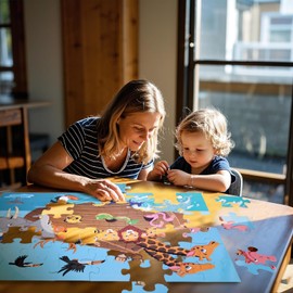 LovesTown Floor Puzzles for Kids, Jumbo Animal Puzzle, Educational Learning Toys for Family Entertainment and Preschool Education, 48 PCS 3 x 2 Ft