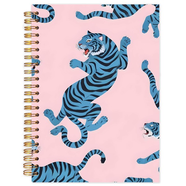 Yhtrg Preppy Coquette Blue Tiger Spiral Notebooks, Blue Tigers Journaling