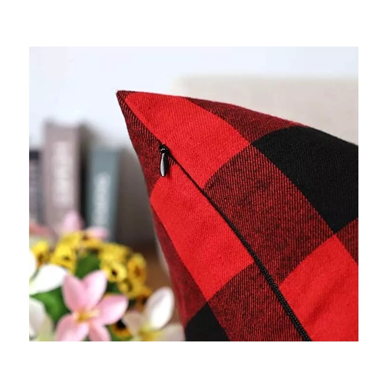 Unbranded Stylish Black & Red Plaid Pillow Covers for Any