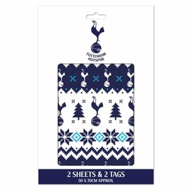Tottenham Hotspur FC CHRISTMAS WRAPPING PAPER TOTTENHAM HOTSPUR FC CHRISTMAS WRAP FOR GIFTS FOOTBALL 2 SHEETS 2 TAGS WRAP