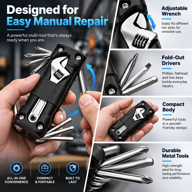 Motorcycle & Bike Multitool Kit for Roadside Repairs – Compact