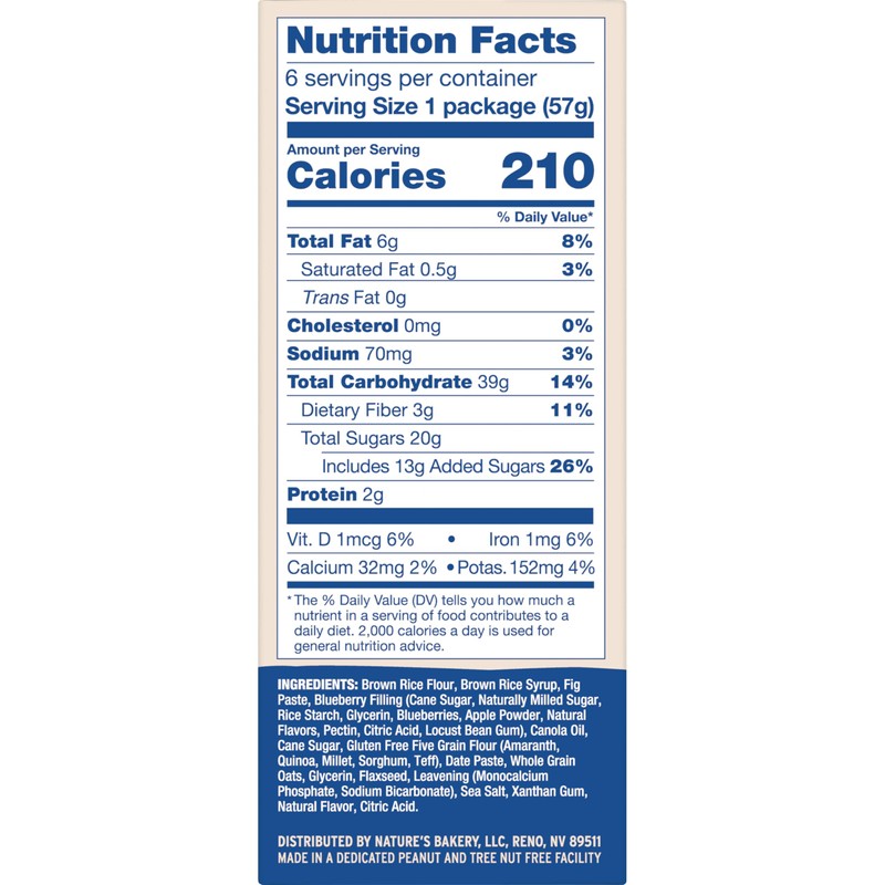 Nature’s Bakery Gluten Free Fig Bars, Blueberry, Real Fruit, Vegan,