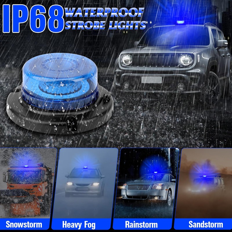 OPL5 Remote Control Beacon Light, Rechargeable Wireless Blue Flashing Lights