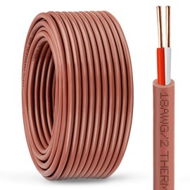 YDDECW Thermostat Wire - 18/2 50FT Solid Copper 18AWG 2 Conductor Power Circuit Cable for Heating & air Conditioning Equipment, doorbells and Other Indoor/Outdoor Low Voltage Applications Use