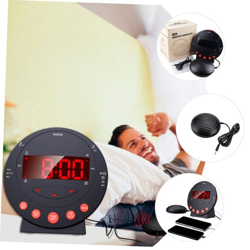 CORHAD Loud Alarm Clock with Bed Shaker for Deaf-mutes Sleep