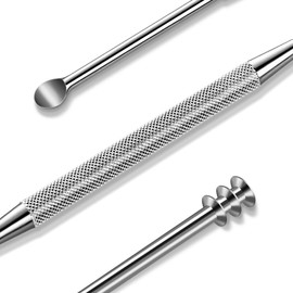 MR.GREEN Dual-Headed Ear Wax Remover 360° Cleaning Three-Ring Ear Spoon Professional Stainless Steel Ear Wax Removal Ear Care Tool(Silver)