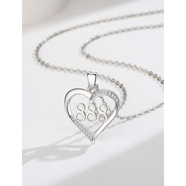 INFUSEU Angel Number Chain, 925 Silver Multicoloured Pendant Number Angel Lucky Number Charm Necklace 111 222 333 444 555 666 777 888 999 Lucky Pendant Choker Jewellery for Women, Sterling Silver