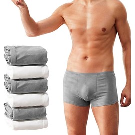 JUSTRIKE Disposable Shorts, Men's, Cotton, Large Size, Hospitalization, Set of 10, Disposable Boxer Shorts, For Business Trips, Travel, Disaster Prevention, White, Gray, white & grey