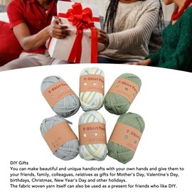 T Shirt Yarn, Soft Polyester 6 Rolls Knitting Yarn Ball for Crocheting, Multipurpose Washable Elastic Fabric DIY Knitting Crochet Cloth for DIY Gifts, Carpets, Baskets, Flower