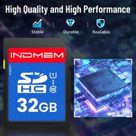 INDMEM 32GB SD Card (5 Pack) SDHC Flash Memory Card UHS-I U1 Class 10 High-Speed Full HD Video Compatible with Digital Point-and-Shoot Cameras, HD Camcorders, DSLR and PC, 32GB(5pack)