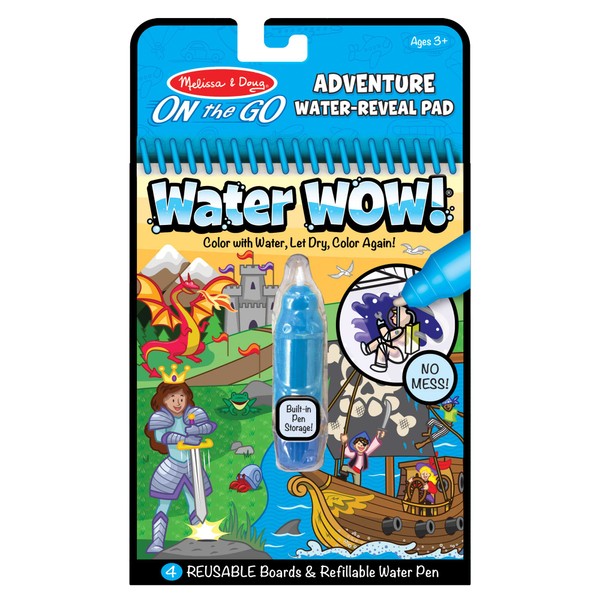 Melissa & Doug On The Go Water Wow! Reusable Water-Reveal Activity Pad – Adventure - - Party Favors, Stocking Stuffers, Travel Toys For Toddlers, Mess Free Coloring Books For Kids Ages 3+