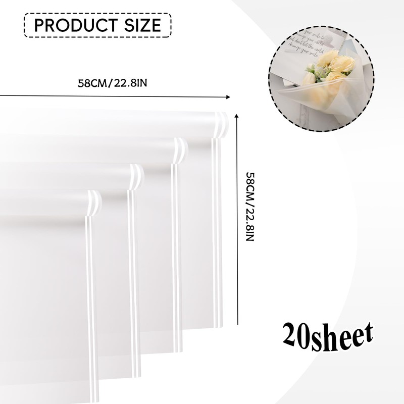 Gloreyan 20 Sheets Flower Wrapping Paper, Florist Bouquet DIY Craft