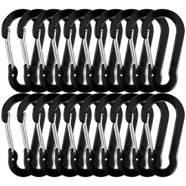 Wlin Aluminum Alloy Carabiners, Set of 20, Breaking Strength 110.2 lbs (50 kg), Multifunctional, Lightweight, D-Ring, Sling, Key Holder, Accessories, Keys, Camping, Hiking, Outdoors, Fishing