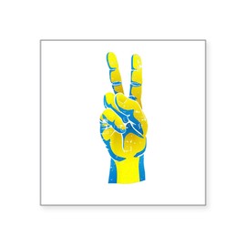 CafePress Peace for Ukraine Ukrainian Hand Peace Sig Sticker Square Bumper Sticker Car Decal