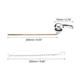 uxcell Toilet Handle Replacement Kit Universal Front Mount Toilet Flush Handle Toilet Trip Lever with Chain for Bathroom Toilet Tank, ABS Brass