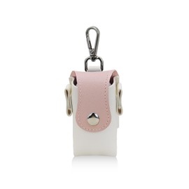 Afitlulu Color Blocked Golf Pouch, Portable Golf Ball Bag with with Hooks and 4 Ball Slots, PU Leather Funny Golf Ball Holder Protective Cover with Magnetic Snap Closure (Pink)