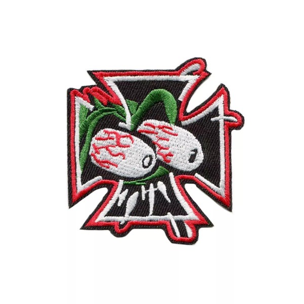 Patchwork Paradise Eyeball Cross Embroidered Iron-On Patch – Gothic Horror