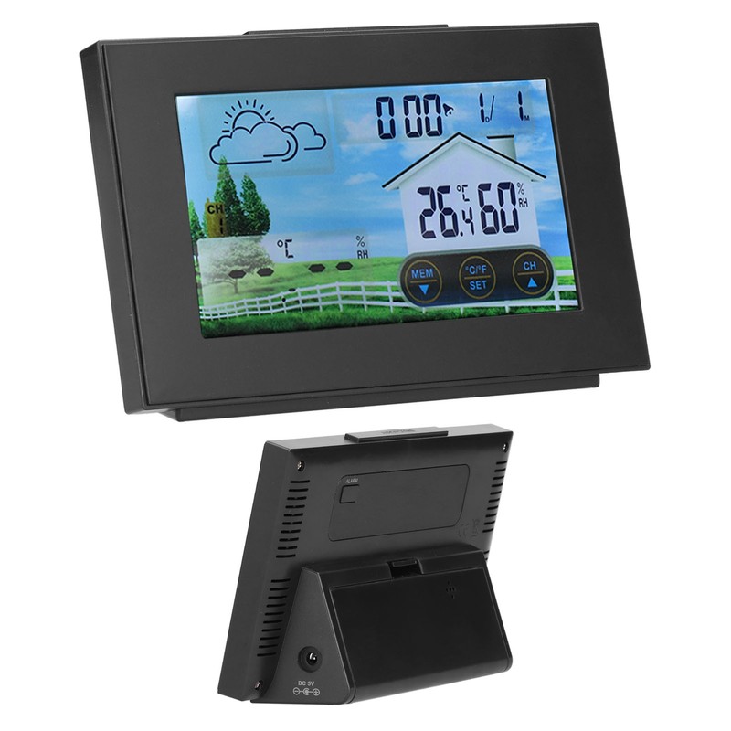 Weather Clock with Color Touch Screen Backlight Indoor Outdoor Thermometer