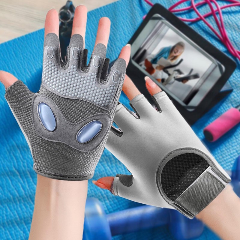 Mens Workout Gloves - Breathable Half-Finger Gym Gloves - Comfortable