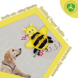 WhaleGate Snuffle Mat for Dogs & Cats - Polartec Sniffing Mat with Crinkle Paper | Stress Relief & Foraging Toy | Durable, Interactive Feeding Mat (Yellow Bee)