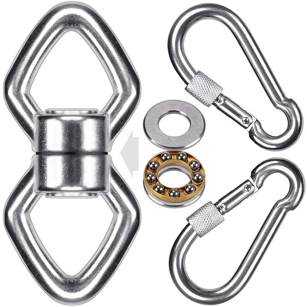 BeneLabel Swing Swivel with 2 Carabiners, 770LB Capacity, Safest Rotational Device Hanging Accessory with 2 Bearing for Aerial Silks Dance, Web Tree Swing, Children's Swing, Yoga Swing Sets