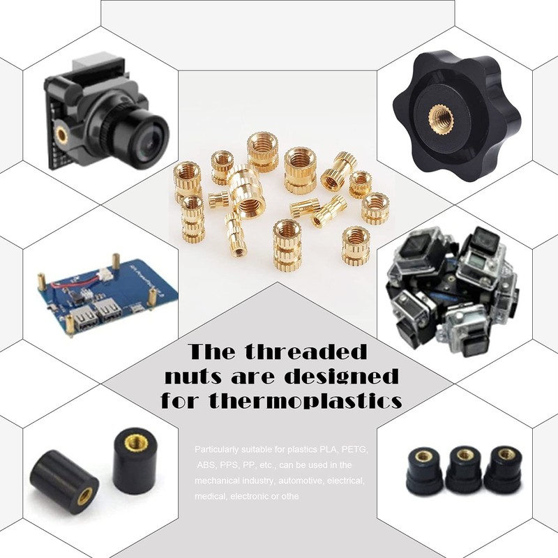 AJOYIB Pack of 330 Brass Threaded Inserts Nut M2 M3