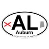 US Decal, Inc. Auburn, Alabama Oval Sticker with State Flag