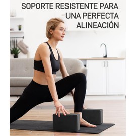 Bloques de Yoga de Alta Densidad 9 "x6 "x4", Bloque Para Yoga o Pilates, Yoga Blocks con Correa para Apoyar y Profundizar Posturas, Superficie Ligera, Resistente al Olor y Antideslizante para Yoga, Pilates y Meditación, Negro