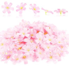 FdcLixuvol Cherry Blossom Decor Faux Flower Heads for Crafts, 100 Pcs Pink Artificial Flowers Silk Flowers for Crafts Home Room Holiday Birthday Decorations Wedding Bachelor Party