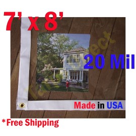 Tarps Direct 7 ft x 8 ft Clear 20 mil Vinyl Tarp Waterproof Curtain Porch Patio Enclosure