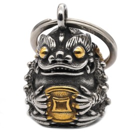 MOYOZZ Mythical Animals Guardian Motorcycle Bell with Hanger for Biker,Bring in Wealth and Treasure Good Luck Keychain