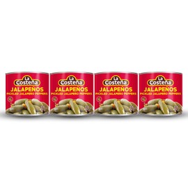 La Costeña Whole Jalapeno Peppers - Pickled Jalapenos - Jalapeno Pepper - Hot Peppers for Mexican Food, Guacamole, Spicy Nacho & Taco Toppings, Enchiladas & Salsa - 25.9oz, 4 Pack Canned Jalapenos