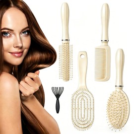 5PCS Cepillo para Cabello Rizado, Peine Para Masaje Con Bolsa De Aire, Peine para Cabello Mujer, Kit De Cepillo y Peine Suave y Voluminoso, Seco y Húmedo, Unisex