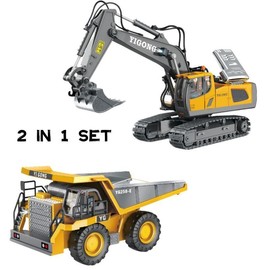 Glamgo Remote Control Car 1:20 Scale Children's Toy Excavator Remote Control Car:_Loader Truck+Dump Truck(Two-in-on)