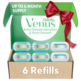 Gillette Venus Womens Razor Blade Refills, Venus Extra Smooth 4 Count and Venus Deluxe Smooth Sensitive 2 Count, 6 Total Refills, Holiday Gifts for Women