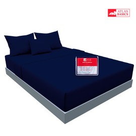 ATLAS DEL DESCANSO Juego De Sabanas Soft Individual De Microfibra | Incluye Sabana Plana, Sábana De Cajón y Funda | Transpirables, Hipoalergénicas y Termo climáticas | Altura 20cm | Color Marino