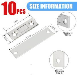 JINGZHAN 2.6MM Ultra Thin Cabinet Magnets,10 Pack Cabinet Door Magnetic Catch, Adhesive Cabinet Latch, Magnetic Drawer Locks for Sliding Door Kitchen Cupboard Closure
